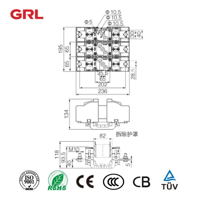 Série DNF1-2-3P en ligne porte-fusibles NH2 Lien de fusible