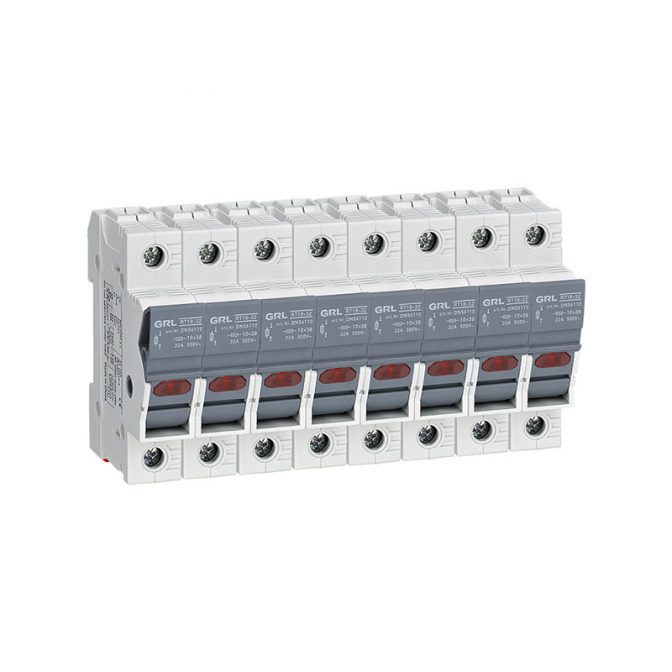 GRL 4 pôle porte-fusibles RT18 série AC et DC Din Rail Fuse Holder