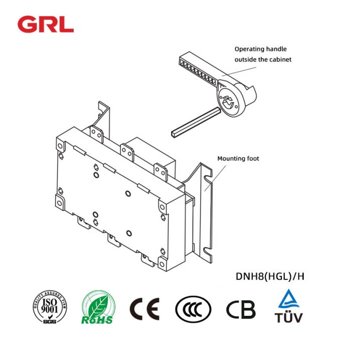 Interrupteur d’isolation DNH8 (HGL) / Série H Fonctionnement derrière l’armoire – Disconnecteur de charge