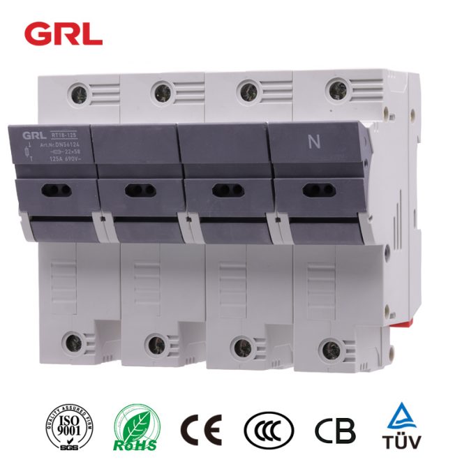 GRL din support de fusible de montage de rail RT18-125-3P + N taille de fusible 22 * 58