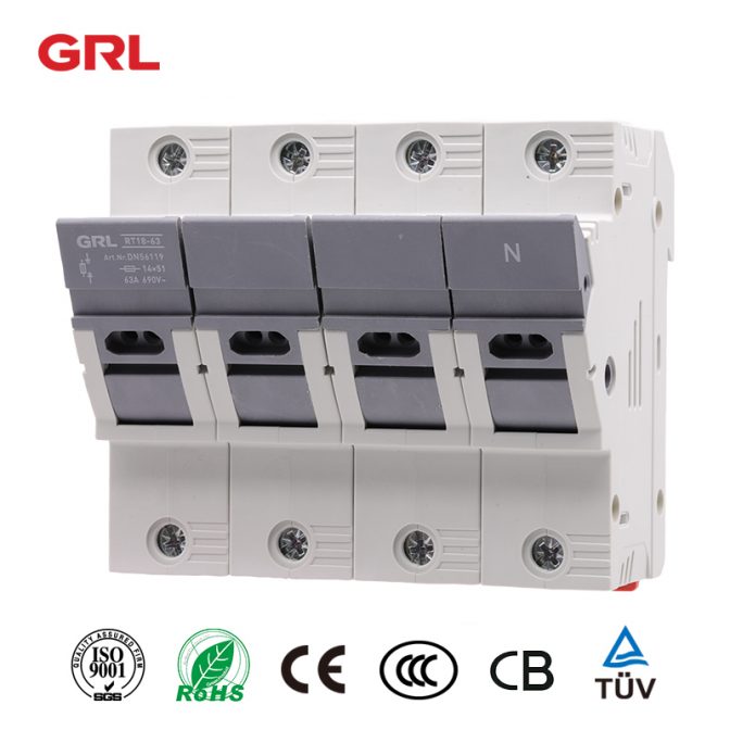 Porteur de fusible GRL RT18X-63-3P + N avec fusible indicateur LED taille 14 * 51