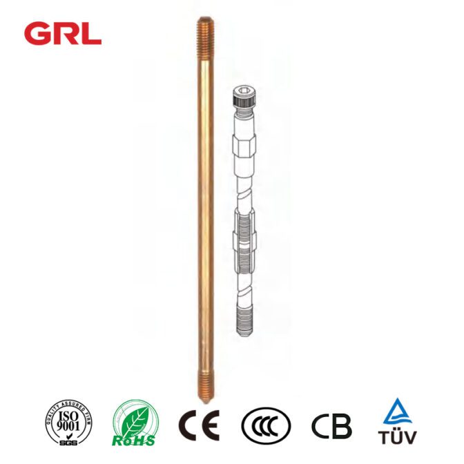 Système de mise à la terre fileté cuivre lié terre rodes 11mm 16mm cuivre terre rod